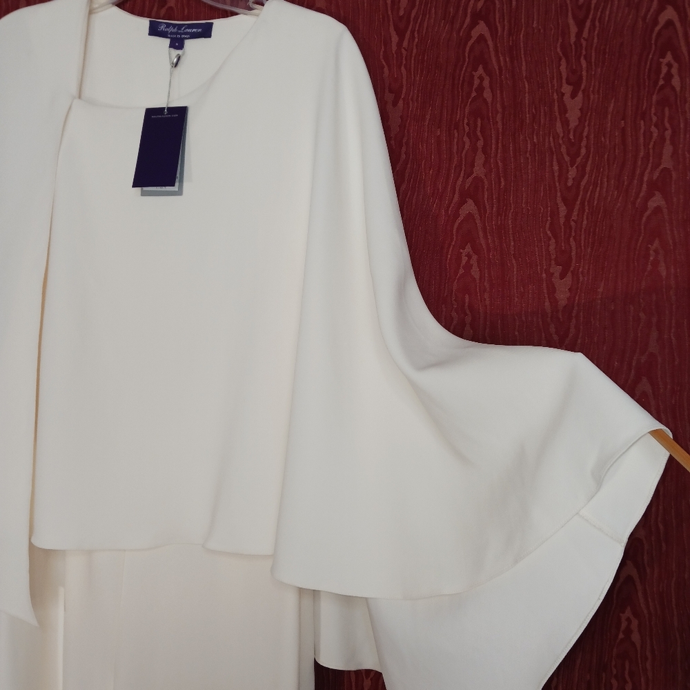 RALPH LAUREN PURPLE LABEL Beige Cape Jumpsuit  Cocktail Dinner Party Women's 6 - Picture 6 of 16
